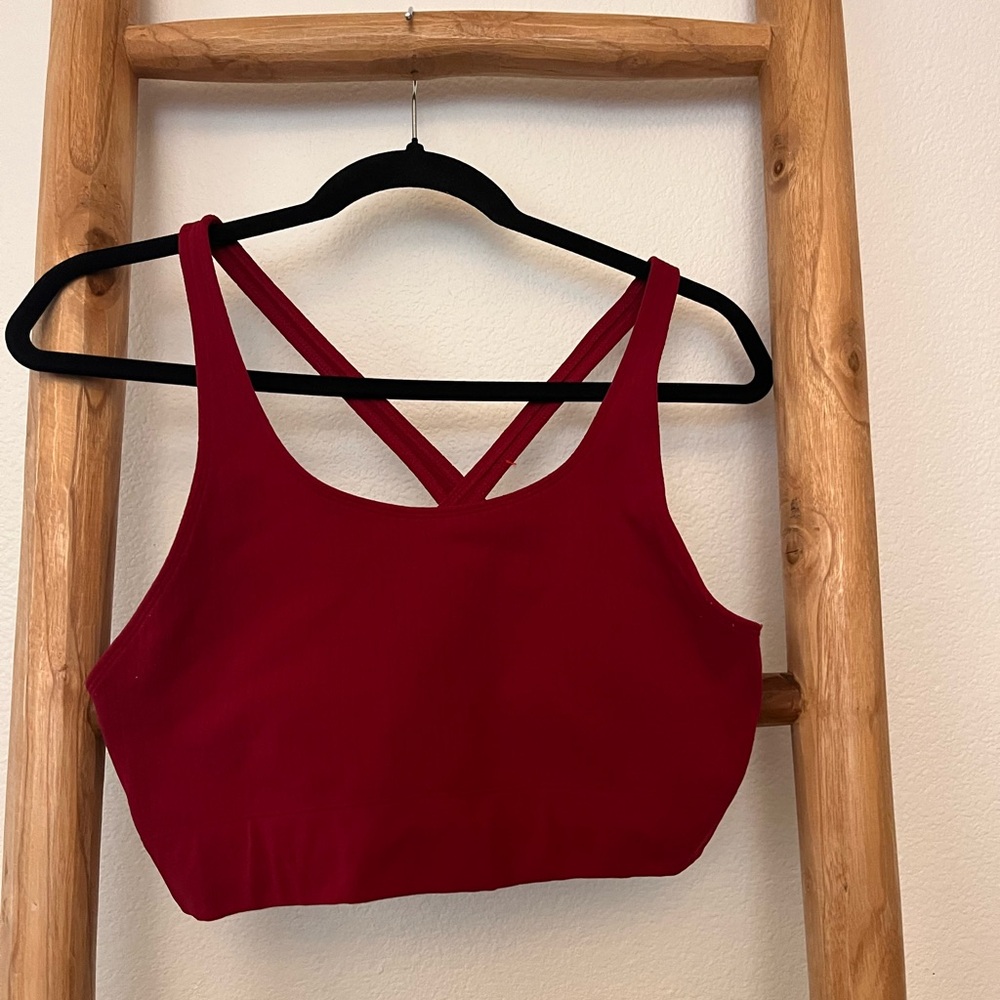 Fabletics Red No Bounce High Impact Sports Bra